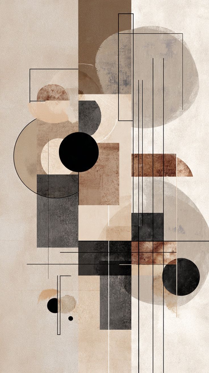 Abstract art composition in muted shapes